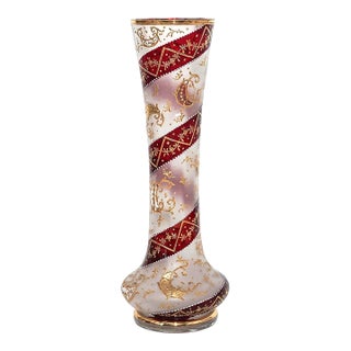 Moser Hand Painted Enamel Glass Vase For Sale