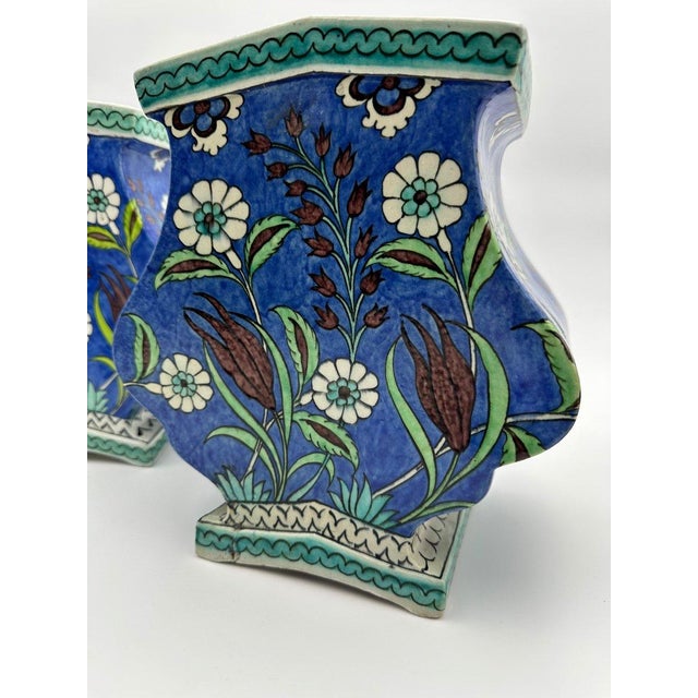 Large Ceramic Iznik Cachepot Vases from Samson, 19th Century, Set of 2 For Sale - Image 4 of 12