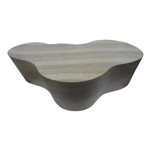 1970s Italian Modern Karl Springer Style Travertine Free Form Coffee Table