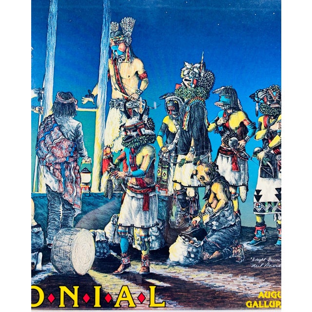 1980s 1986 Neil David, Sr. Gallup, New Mexico 64th Inter-Tribal Indian Ceremonial Poster Titled "A Night Dance" For Sale - Image 5 of 10
