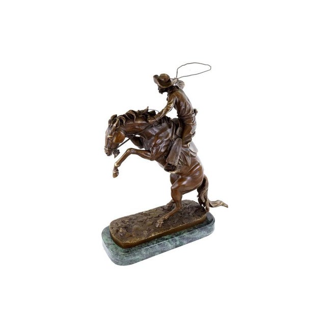 After Frederic Remington, Cowboy on a Rearing Horse, 20th Century, Bronze For Sale - Image 6 of 10