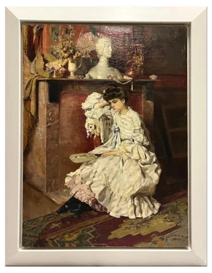 Ernest Jean Joseph Godfrinon, Elegant Woman in the Living Room, 1898, Oil on Canvas