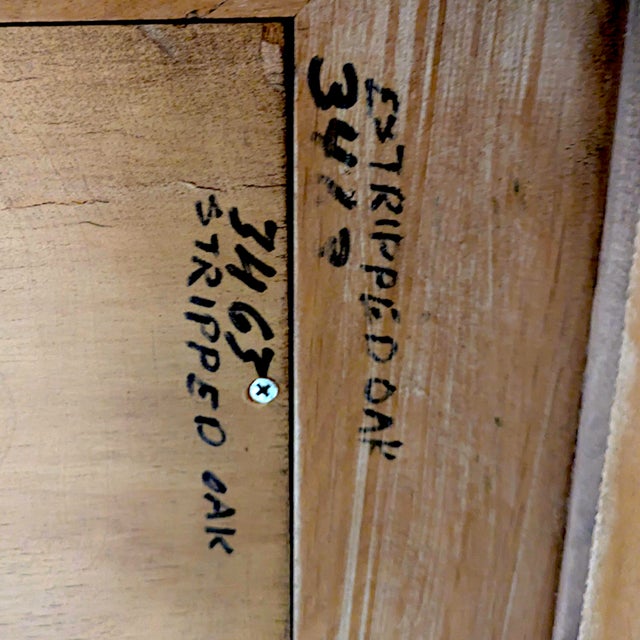 Large Rectangular Stripped Oak Worm Wood Thick Framed Farmhouse Style Beveled Wall Mirror For Sale In Palm Springs - Image 6 of 13