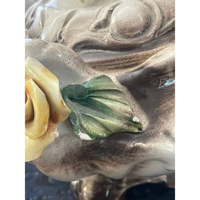 Rose Vintage Italian Capodimonte Ceramic Covered Dish With Sculpted Roses For Sale - Image 8 of 8