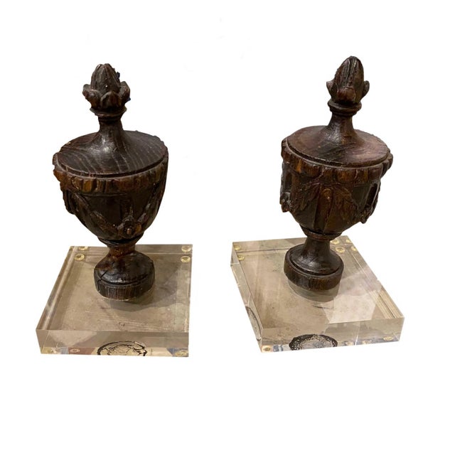 Late 19th Century French Finials on Lucite - a Pair For Sale - Image 5 of 5