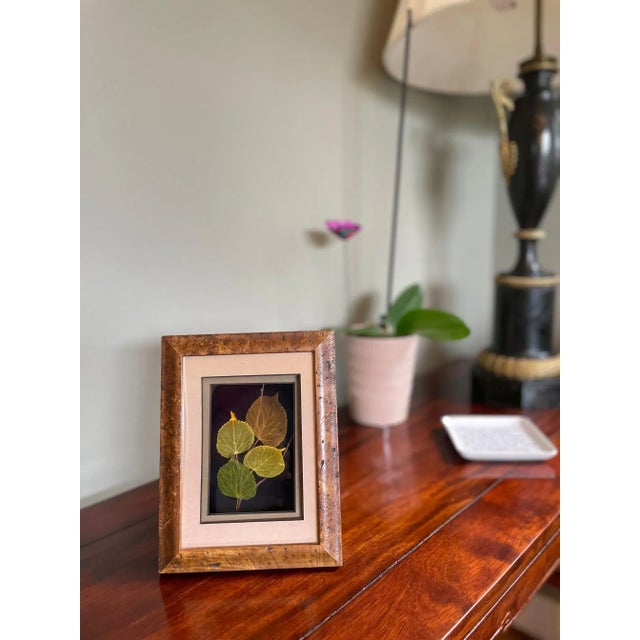 A rare find, this exquisite framed artwork by Palo Alto-based artist and craftsman Booker Morey features etched Linden...