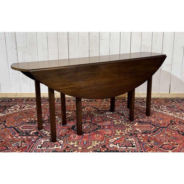 English Drop-Leaf Mahogany Gateleg Table, 1950s For Sale - Image 6 of 14