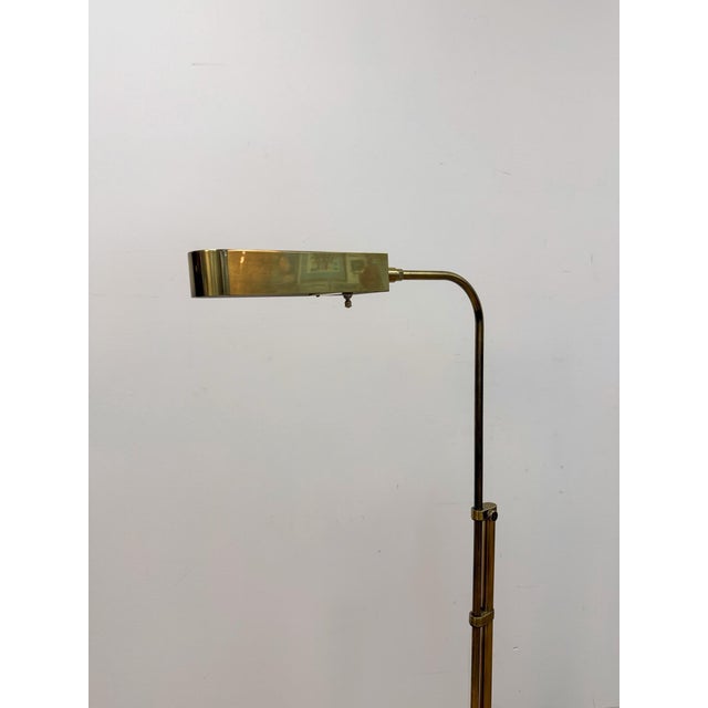 Mid 20th Century Solid Brass Floor Lamp Adjustable Vintage MCM Hollywood Regency Reading Light For Sale - Image 5 of 6