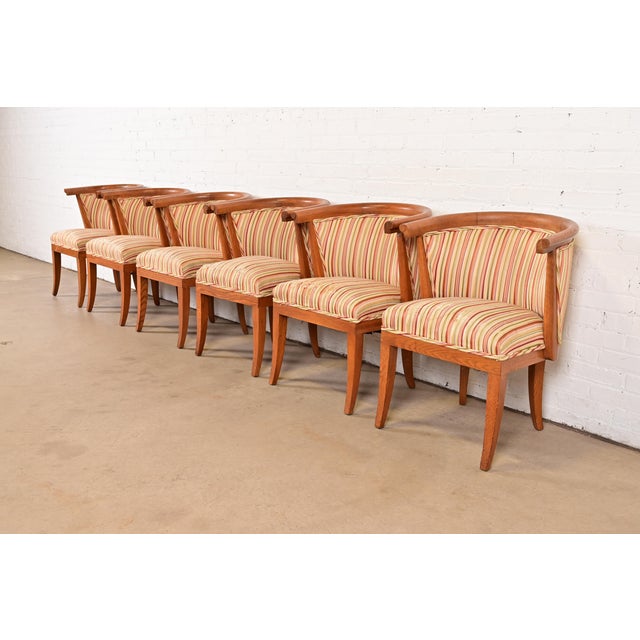 Romweber Harold Schwartz for Romweber Mid-Century Modern Sculpted Oak Dining Armchairs, Set of Six For Sale - Image 4 of 12