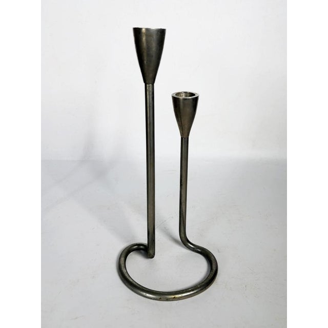 Scandinavian Metal Candlesticks, 1960s, Set of 2 For Sale - Image 4 of 11