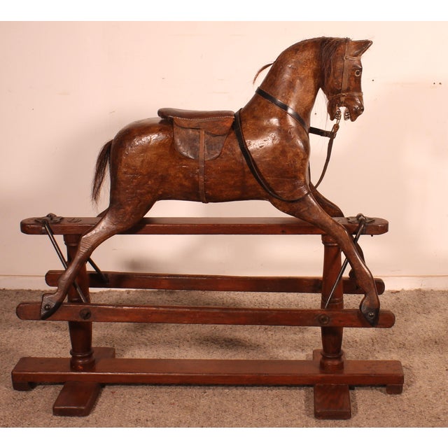 Polychrome Wooden Rocking Horse, 1800s For Sale - Image 9 of 12