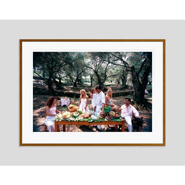 Modern Corfu Picnic 1987 by Slim Aarons Framed C-Print For Sale - Image 3 of 3