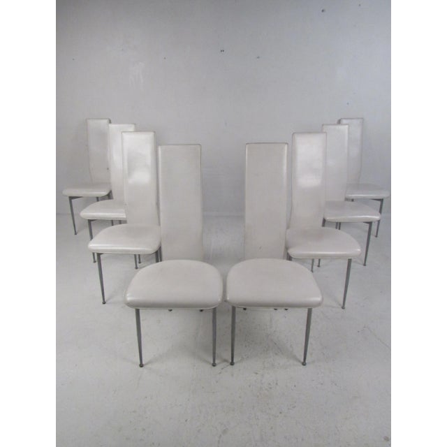 1970s 1970s Italian Modern Leather High Back Dining Chairs - 8 Pieces For Sale - Image 5 of 12