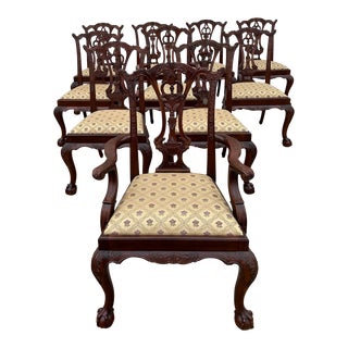Maitland Smith Set of 10 Mahogany Chippendale Philadelphia Dining Chairs For Sale