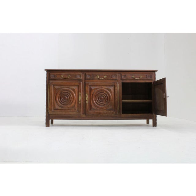 Wood Vintage Carved Oak Sideboard, 1950s For Sale - Image 7 of 11