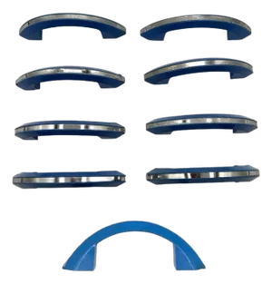 1930s Art Deco Sky Blue Catalin/Bakelite Drawer Pulls W/ Chrome Strip, Set of 9