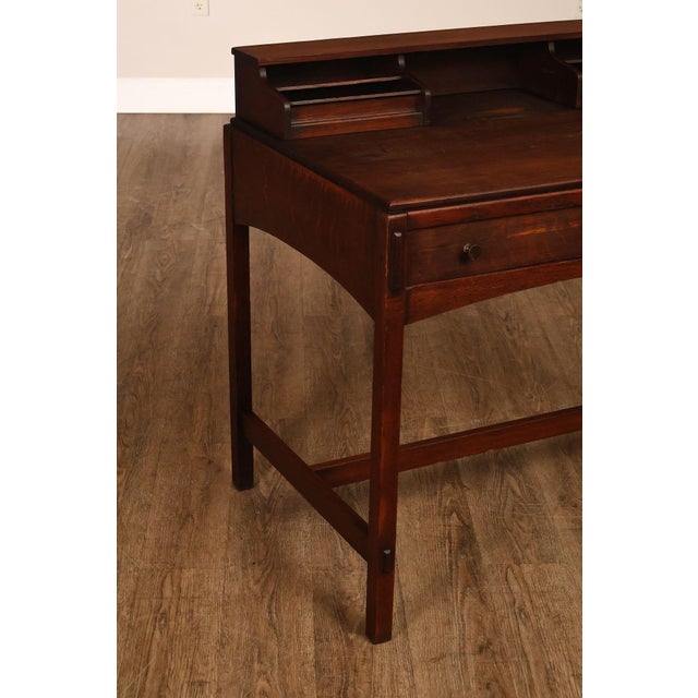 Limbert Antique Arts & Crafts Oak Writing Desk #492 1/4 For Sale - Image 10 of 18