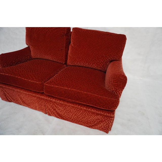 English Custom Upholstered Loveseat in Eclat Knoll Mohair For Sale - Image 3 of 10