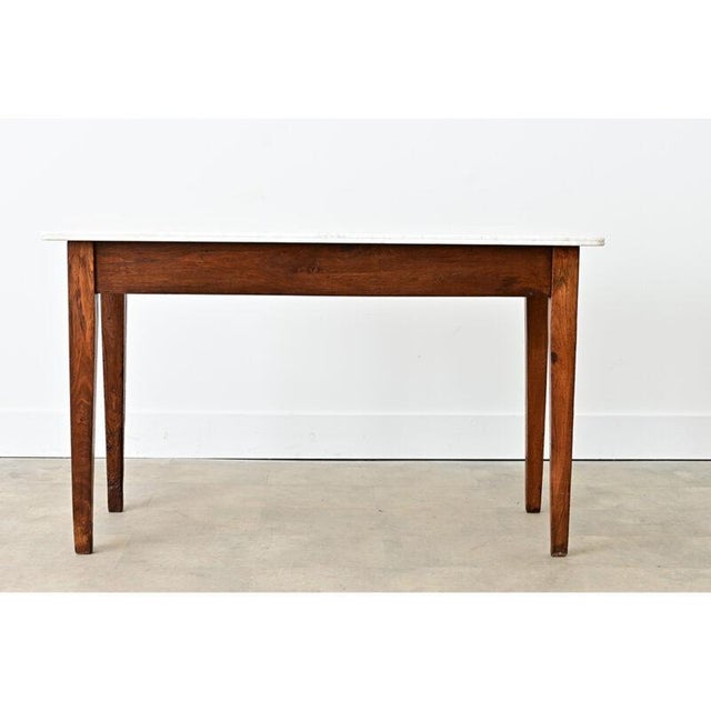 White French 19th Century Oak & White Marble Console For Sale - Image 8 of 15