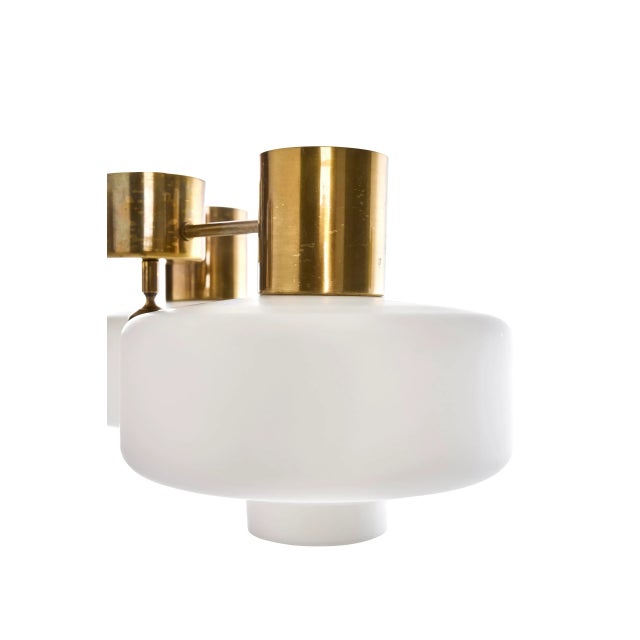 Mid-Century Modern Ceiling Lamps in Brass and Opal Glass by Hans-Agne Jakobsson for Hans-Agne Jakobsson Ab Markaryd, Sweden, 1960s, Set of 2 For Sale - Image 3 of 5