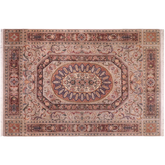 Gray Shabby Chic 1990's Medallion Pak-Persian Gray/Brown Wool Rug - 9'1'' X 11'7'' For Sale - Image 8 of 9