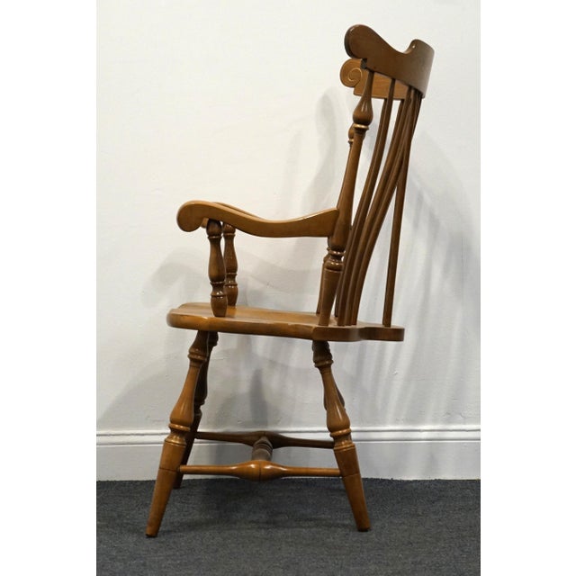 Ethan Allen Hand Decorated Hitchcock Inspired Solid Maple Fiddleback Duxbury Accent Arm Chair 14-6072a - 601 Nutmeg Finish For Sale In Kansas City - Image 6 of 11