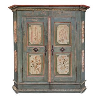 Vintage Painted Tyrolean Wardrobe, 1789 For Sale