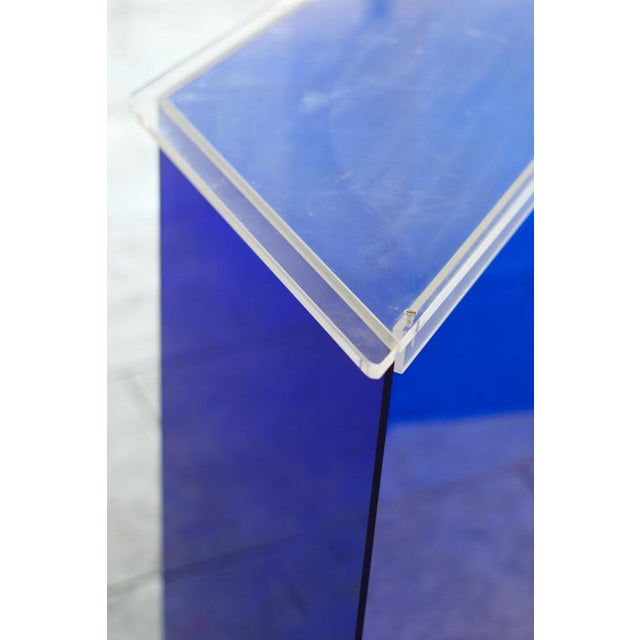 Blue International Acrylic Glass Reception Display Stands, 1980, Set of 2 For Sale - Image 15 of 18