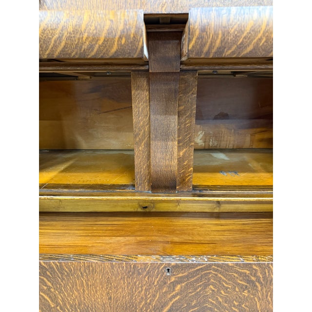Antique Empire Quarter Sawn White Tiger Oak Sideboard Server Buffet For Sale - Image 12 of 13
