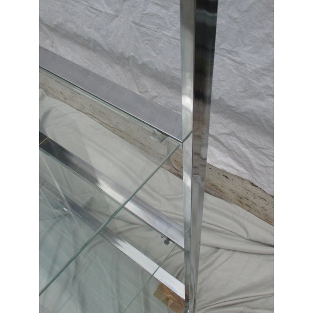 Mid-Century Modern Chrome and Steel Etegere With 6 Glass Shelves For Sale - Image 3 of 17
