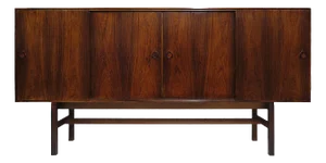 1950's Scandinavian Brazilian Rosewood Sideboard With Center Bar