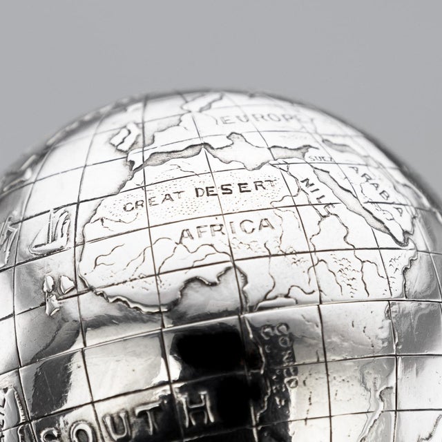 Metal Vintage British Silver Novelty Globe Shaped Writing Sander For Sale - Image 7 of 18
