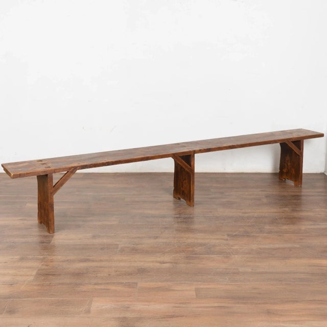 19th Century Rustic Long Pine Backless Bench From Hungary For Sale - Image 17 of 17
