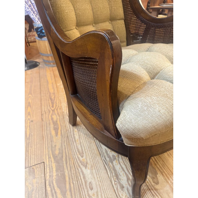 Vintage MCM Lewittes Cane Wingback For Sale In Philadelphia - Image 6 of 12