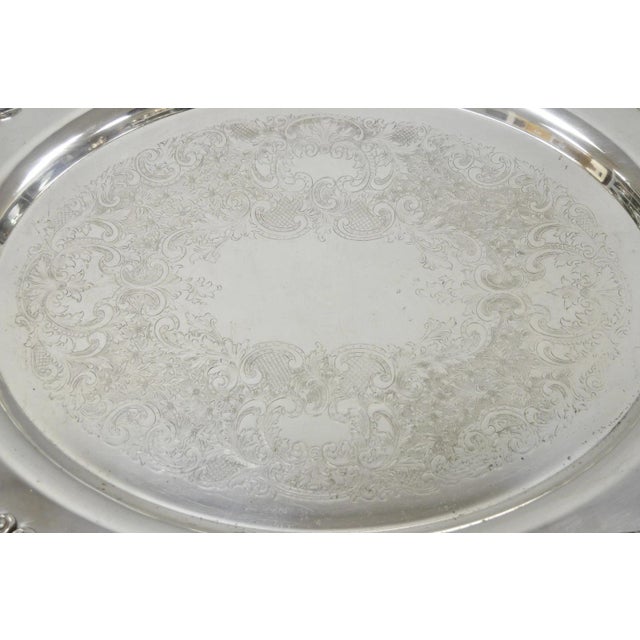 Silver Vintage English Silver Mfg. Silver Plated Large Oval Butlers Platter Bar Tray For Sale - Image 8 of 17