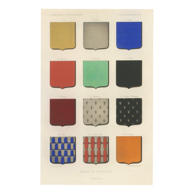 Ferdinand Séré, Heraldic Tinctures and Furs, Lacroix, 1851, Chromolithograph For Sale