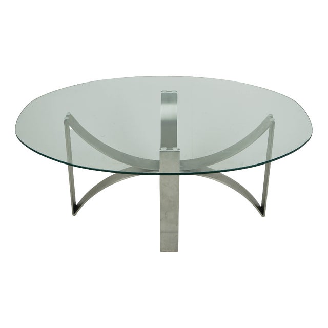 Vintage Coffee Table in Glass and Steel by Jørgen Flemmer, 1986 For Sale