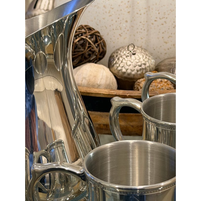 American Tiffany and Co. Pewter Pitcher and Matching Mugs - Set of 5 For Sale - Image 3 of 18