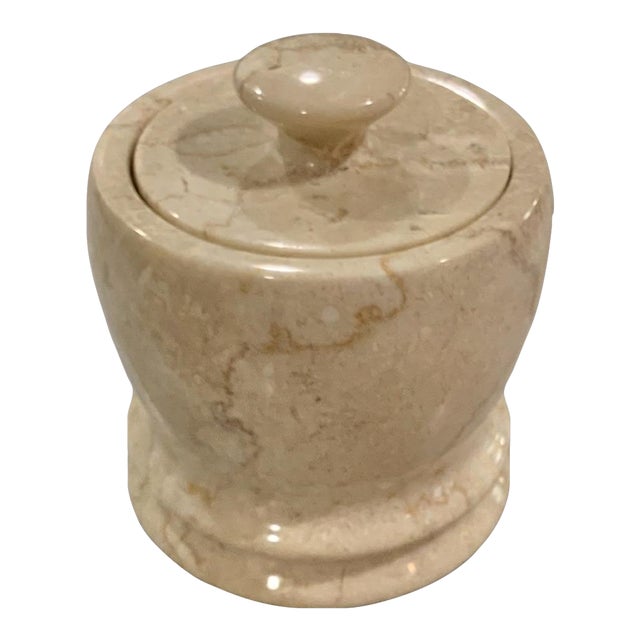 Hand‑Turned Vintage Boticino Marble Lidded Herb Container or Vanity Vessel - Very Versatile - See Pics! For Sale