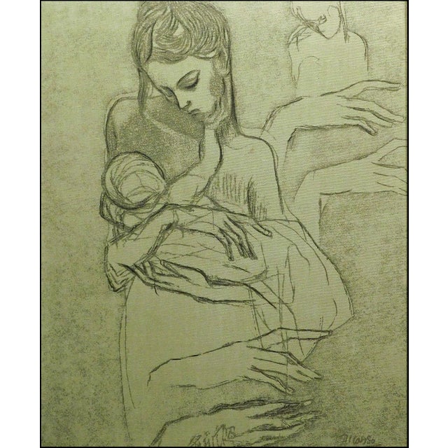 Reproduction Lithograph on Board by Pablo Picasso "Mother and Child and Four Studies of Her Right Hand" Plate signed...