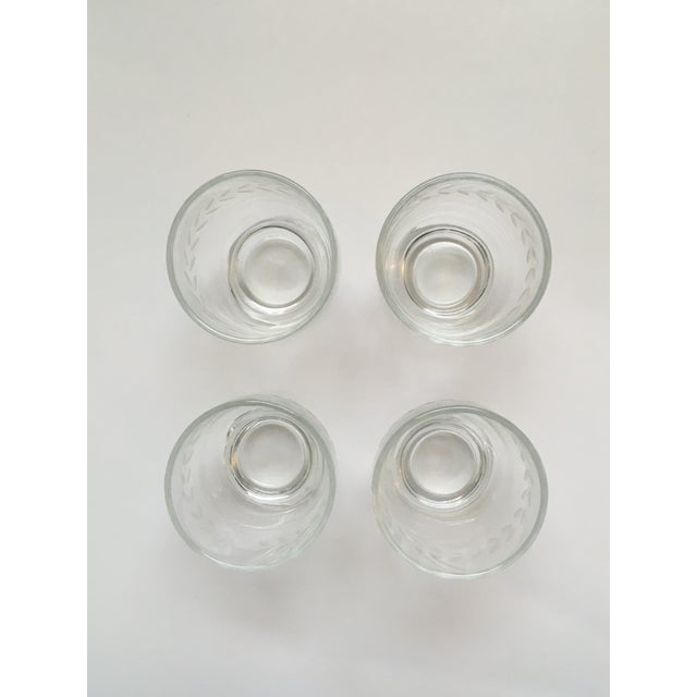 Mid 20th Century Mid 20th Century Laurel Wreath Etched Glass Juice Glasses- Set of Four For Sale - Image 5 of 9