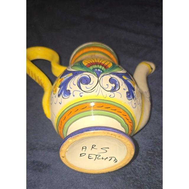 Folk Art Mid 20th Century Signed Ars Deruta Raffaellesco Italian Ceramic Jug For Sale - Image 3 of 5
