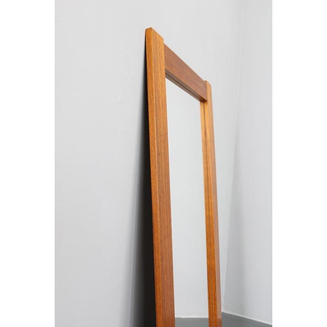 Large Mid-Century Danish Rectangular Teak Veneer Wall Mirror, 1960s For Sale - Image 6 of 8