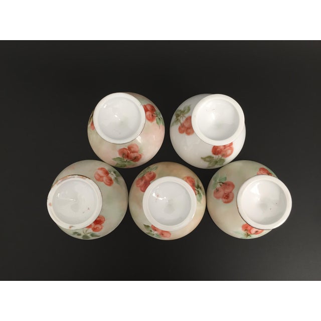 Early 20th Century Vintage Sherbets With Hand Painted Cherries - Set of 5 For Sale - Image 5 of 13