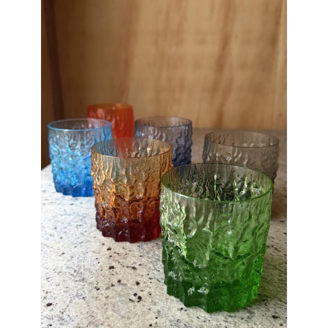 Italian Textured Bark Glasses in the style of Geoffrey Baxter, 1960s, Set of 6 For Sale - Image 10 of 18