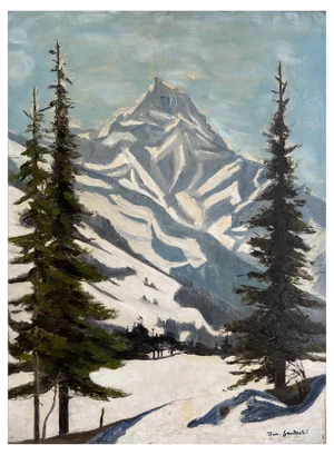 Joseph Gautschi, Montagne enneigée, Suisse, Oil on Canvas