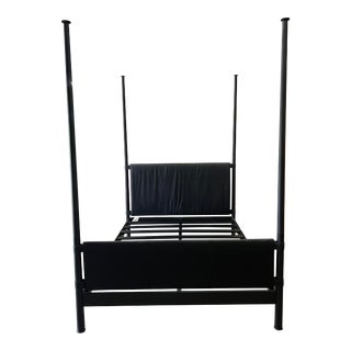 Baker Kara Mann Black Powdercoat Leather King Metal Canopy/Post/Panel Bed For Sale