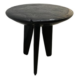 Andrianna Shamaris Mid Century Couture Espresso Stained Teak Wood Side Table For Sale