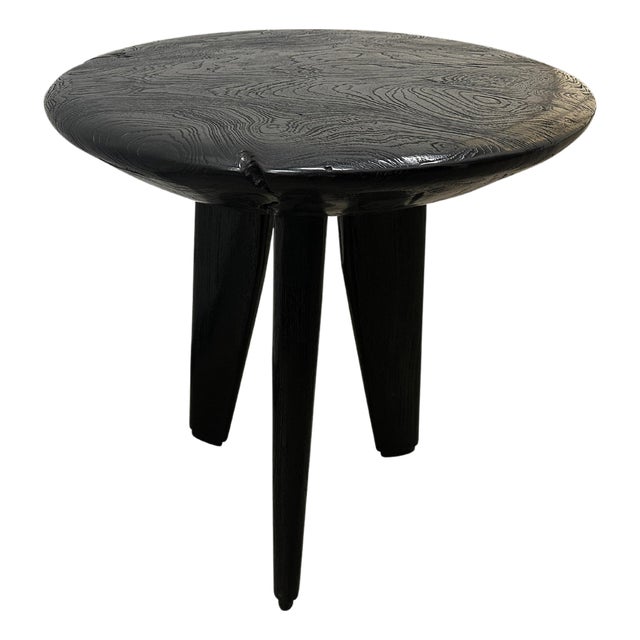 Andrianna Shamaris Mid Century Couture Espresso Stained Teak Wood Side Table For Sale