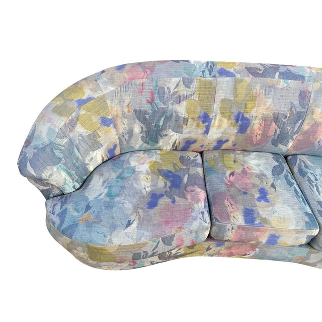 Carsons 1990 Postmodern Kagan Style Biomorphic Kidney Bean Shaped Curved Platform Carson’s Sofa For Sale - Image 4 of 12